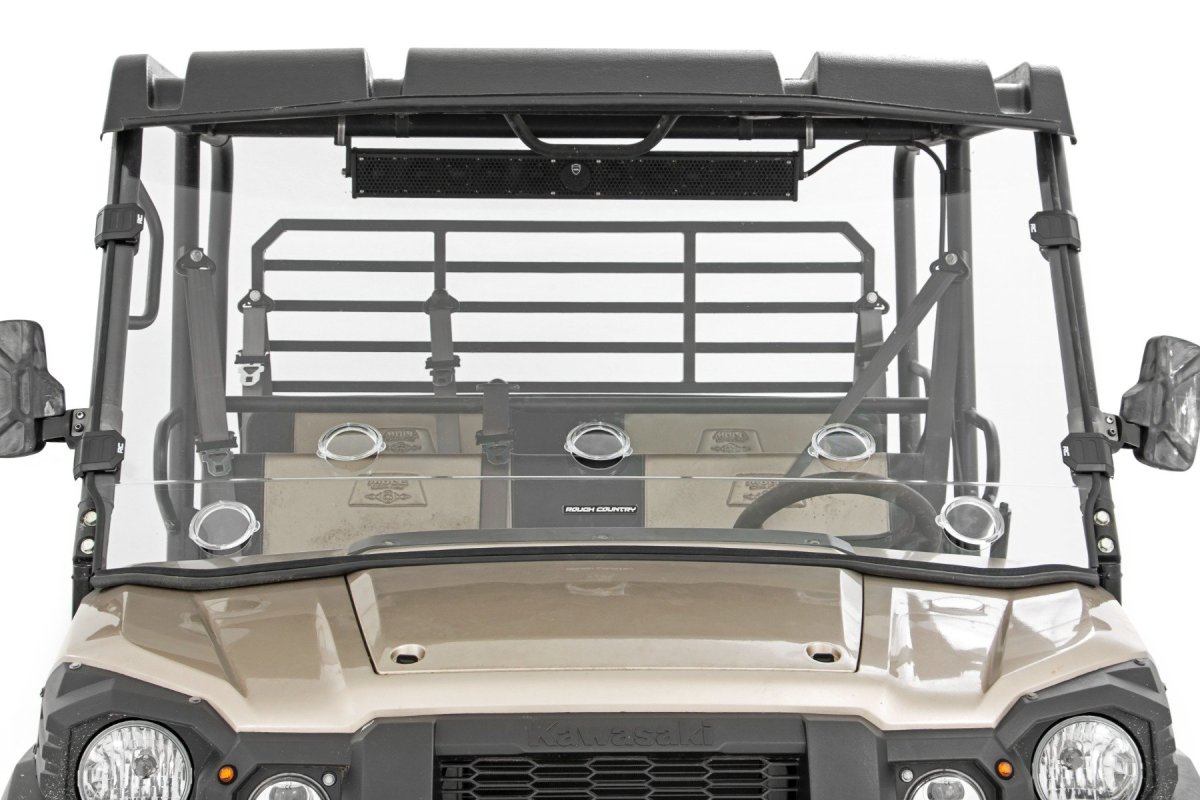 Kawasaki Mule PRO-FXT Ranch Edition Vented Full Windshield - Rough Country - Scratch Resistant - '16-'23